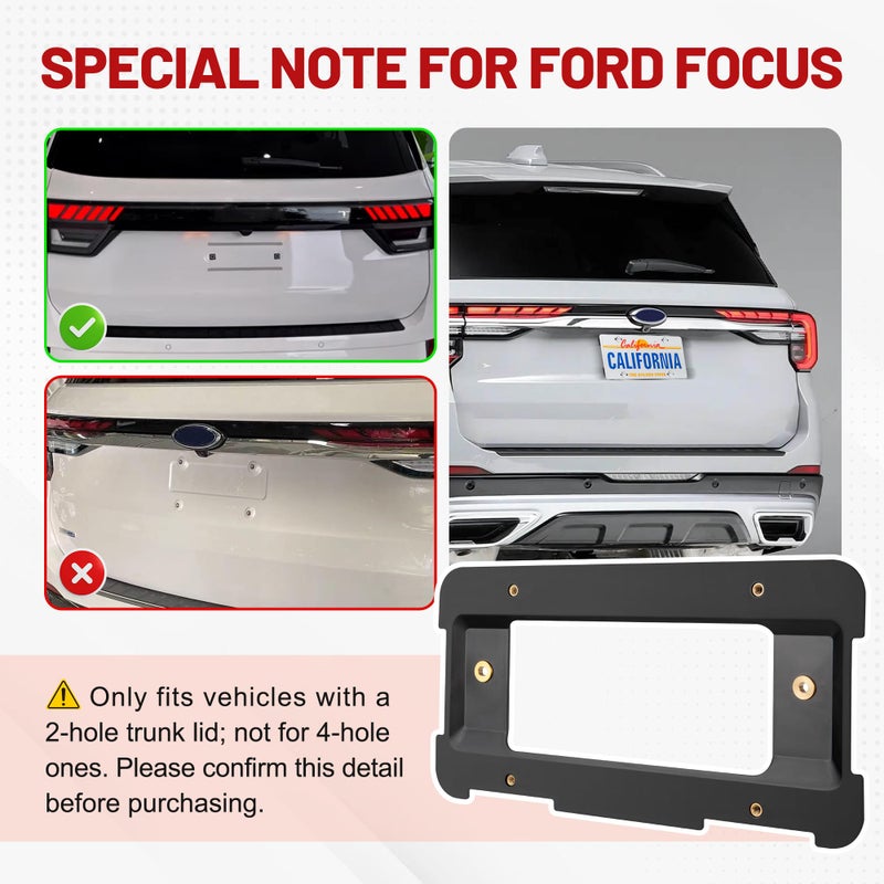 RED WOLF Rear License Plate Frame Bracket Holder Mount Compatible with 2000-2023 Range Rover Discovery LR Series, Ford Focus C-Max Edge Expedition License Plate Bumper Car Tag Mounting Kit w/Screws - Image 5
